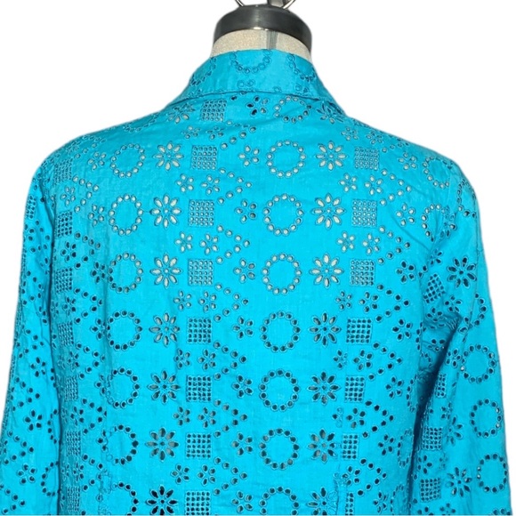 ATTITUDE Gorgeous Blue Green Eyelid 3/4 Sleeves Blouse Size L - Picture 2 of 13